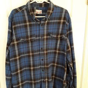 Wolferland buttondown flannel oxford 100% cotton A/L blue w/white  and black